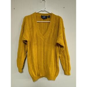Best American Clothing Co sweater yellow cotton blend v neck oversized small S